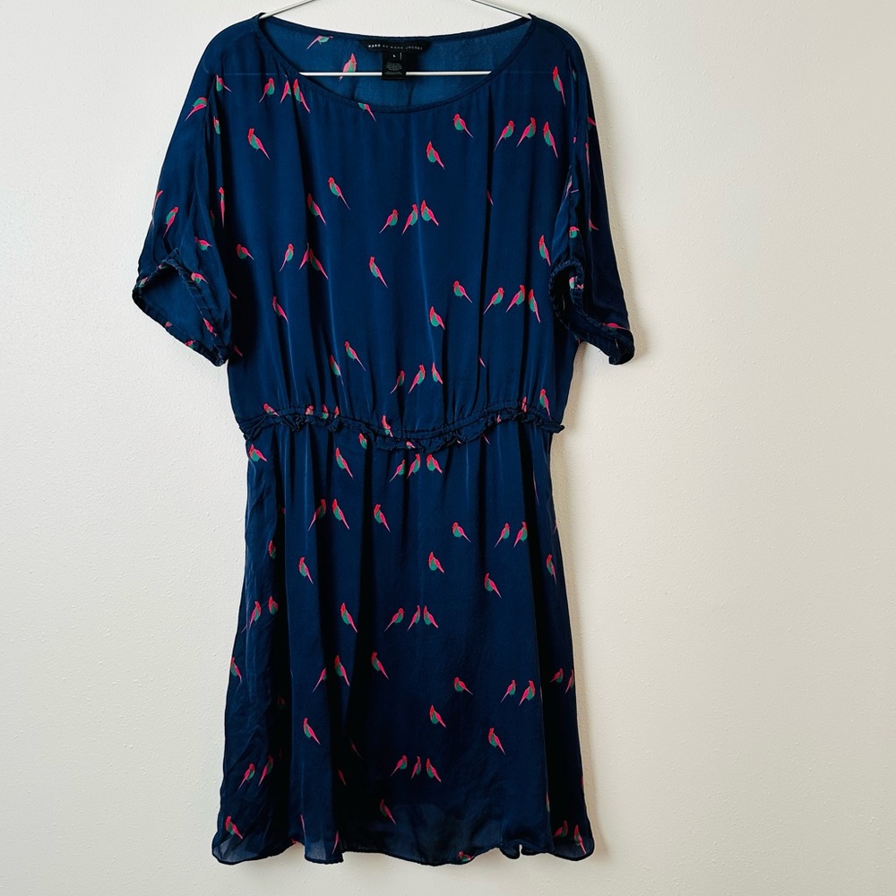 Marc by Marc Jacobs blue bird print mini dress 100% silk - Picture 5 of 7